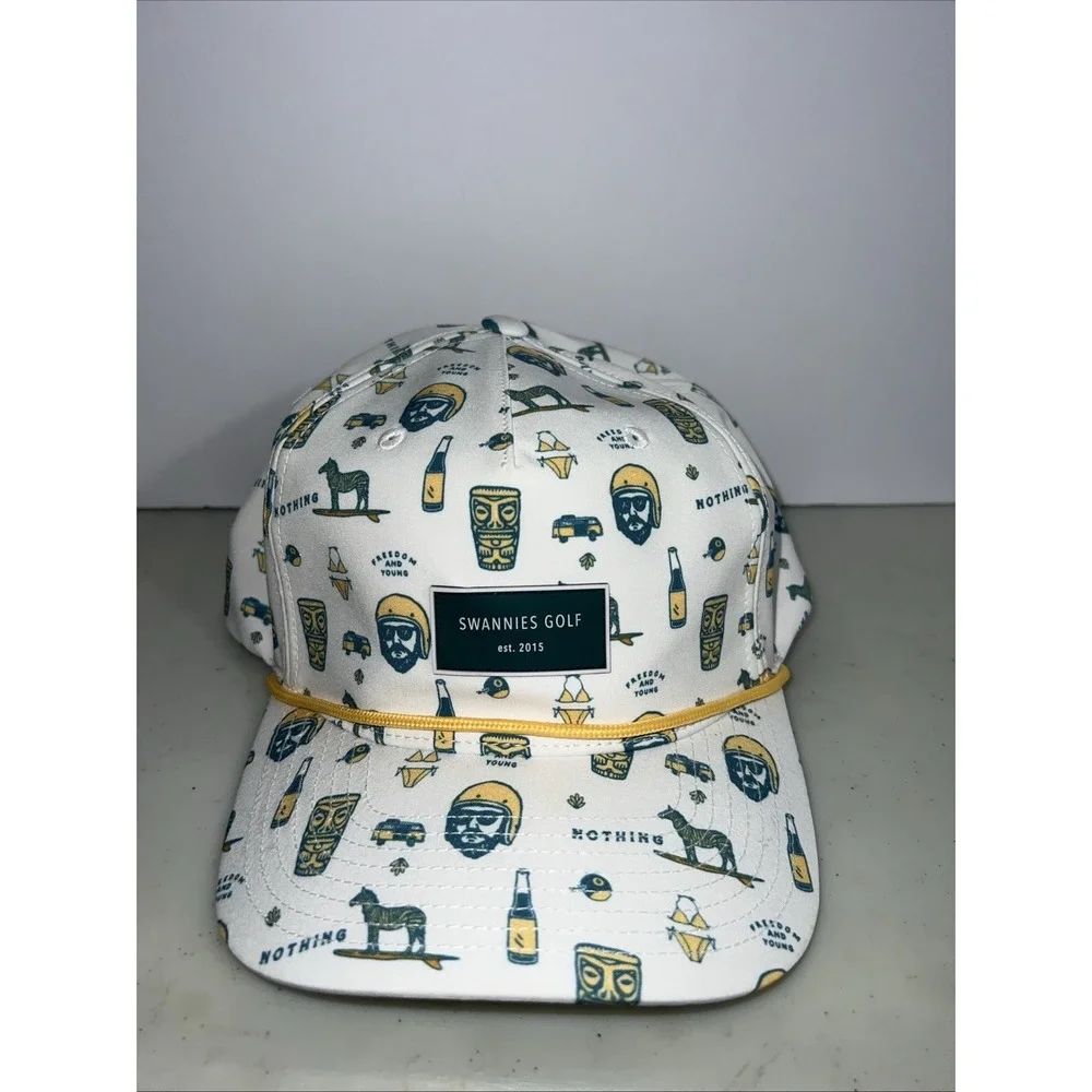 Swannies Golf Hat Zinny Rope Trucker SnapBack OSFM Golf Cap Rubber Patch